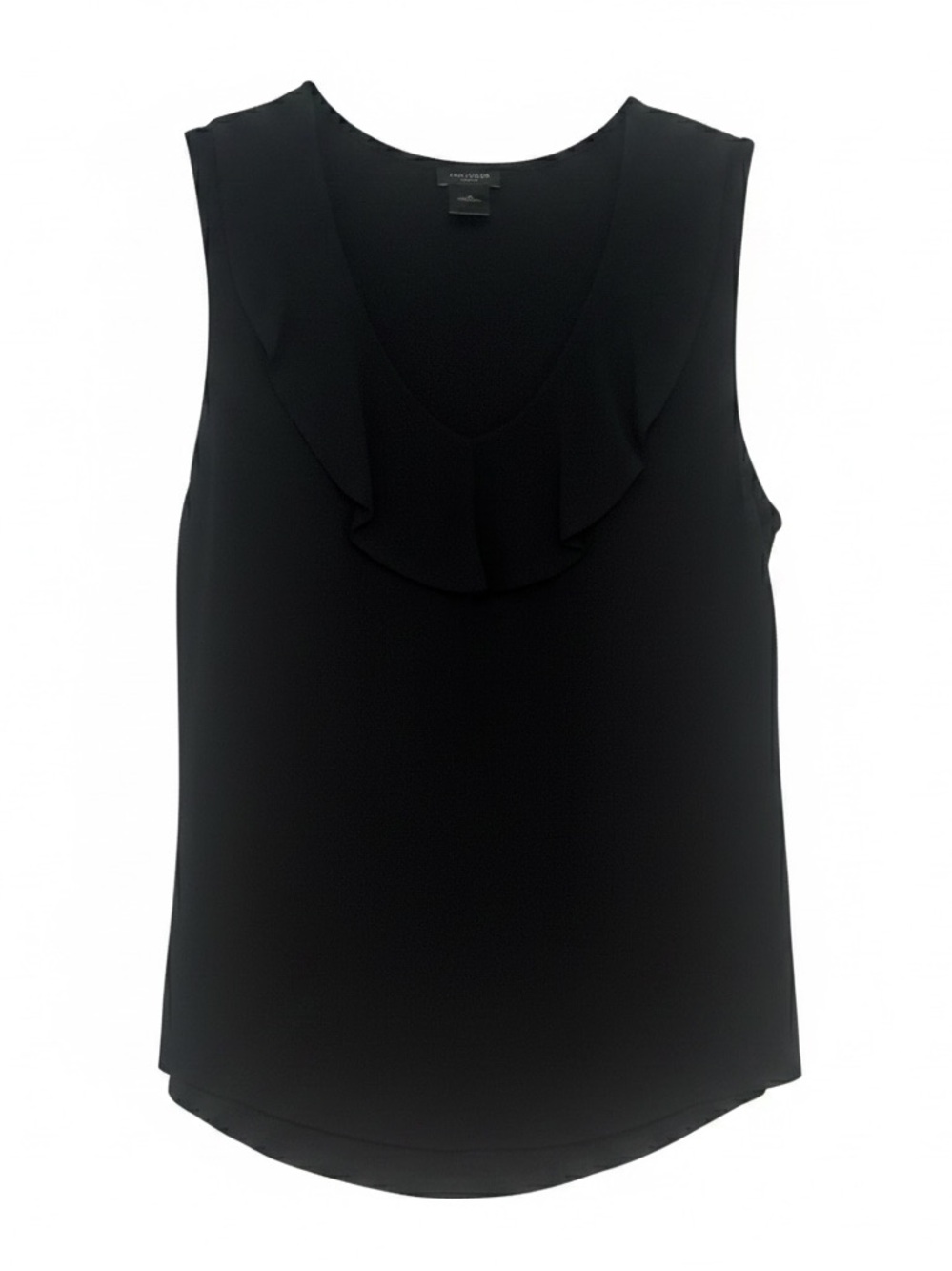 Ann Taylor Factory Black Ruffle Trim V-Neck Sleeveless Camisole